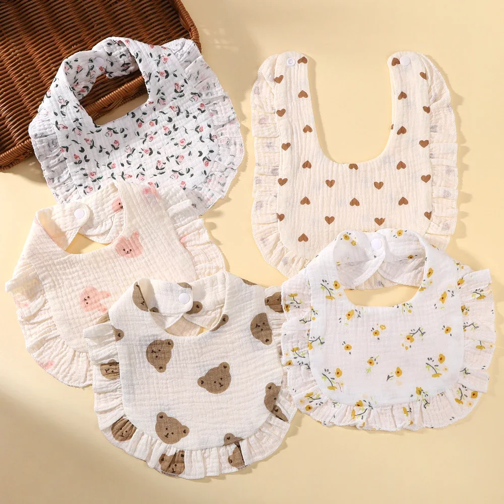 3 Styles Newborn Bibs Infant Burp Cloths Baby Stuff Feeding Drool Bandana Saliva Towel Toddler Ruffle Solid Baby Bib Accessories