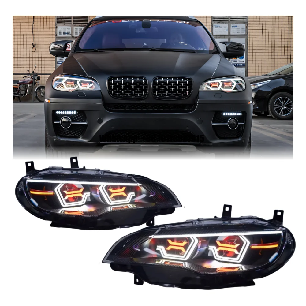 

X5 E70 Headlight X6 E71 OSS Style RGB LED 2009-2013 DRL LED Headlights Front Headlamp X Light Head Light for BMW 1 Pair