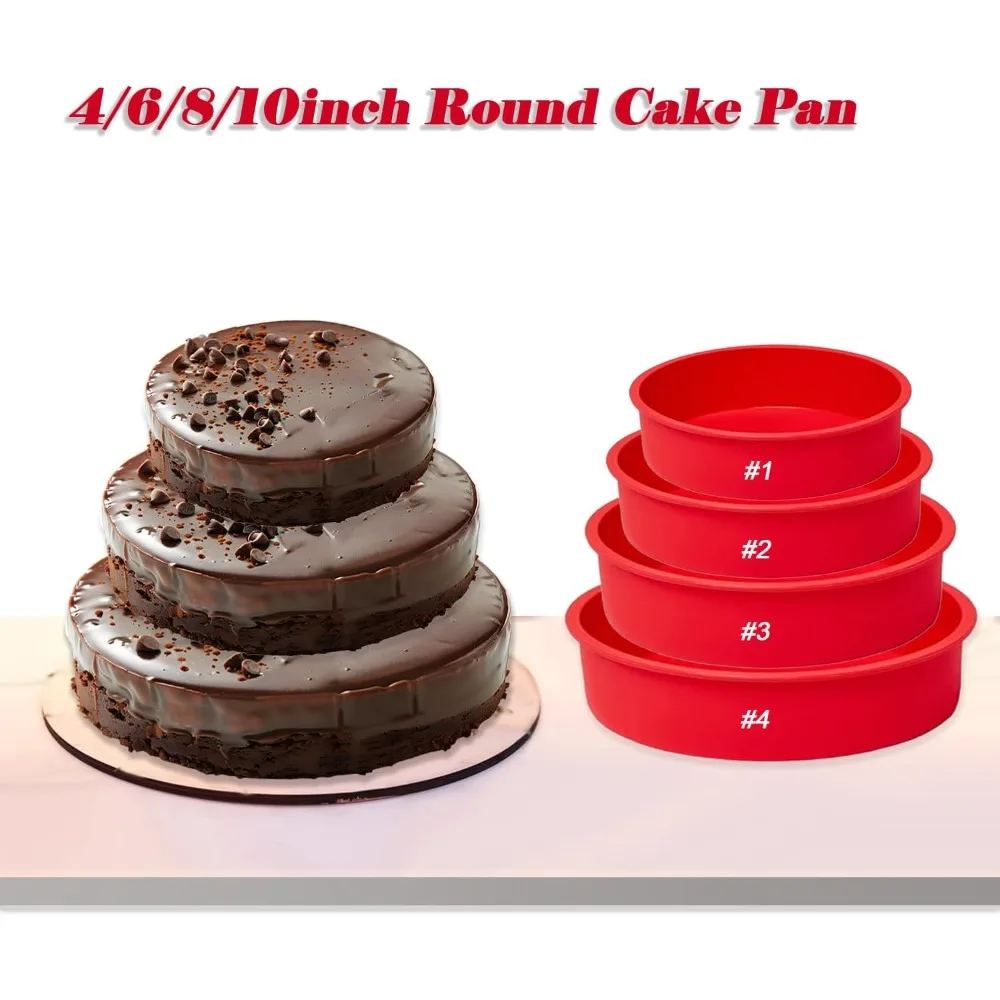 Silicone Cake Pan, Non-stick Silicone Round Cake Mold for Baking, Silicone Baking Pan Set for Cake,cheesecake and Chocolate Cake