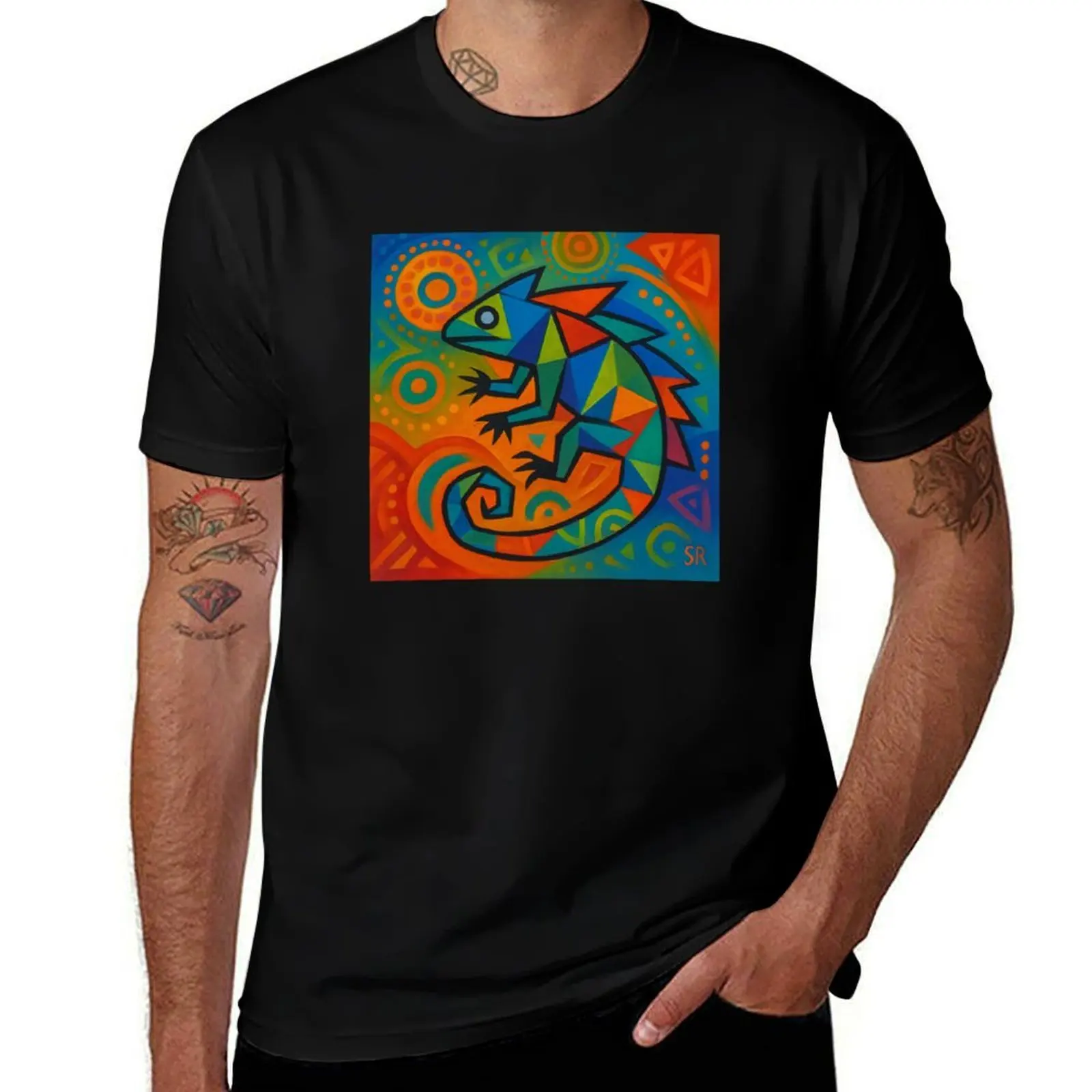

the lizard who dreamed colors T-Shirt man clothes customs design your own oversize t-shirts man black t shirts for men
