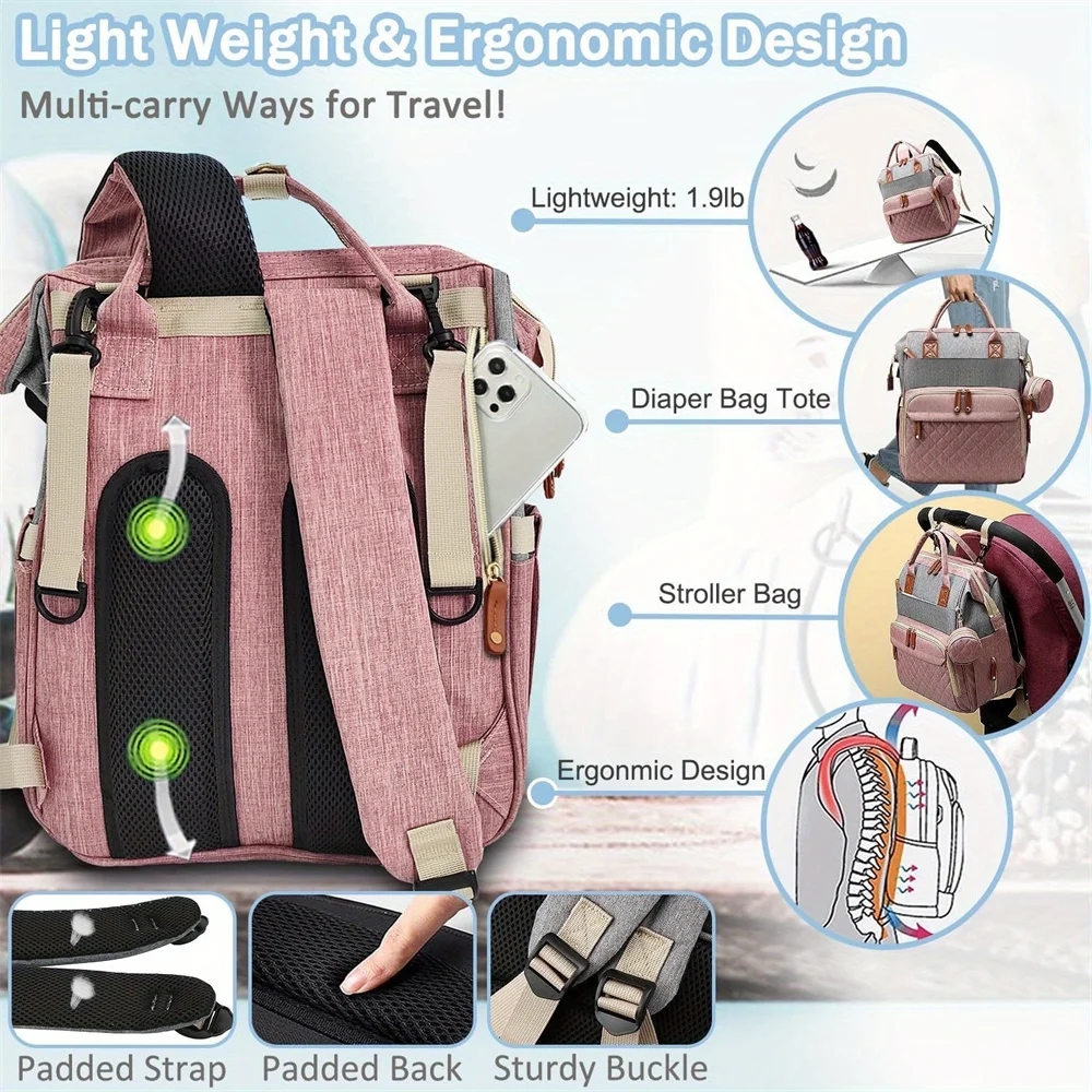 Diaper Bag Backpack Baby Bag, Baby Girl Boy Diaper Bag for Dad Mom with Pad, 16 Pockets, Pacifier Case, Large Diaper Bag Unisex
