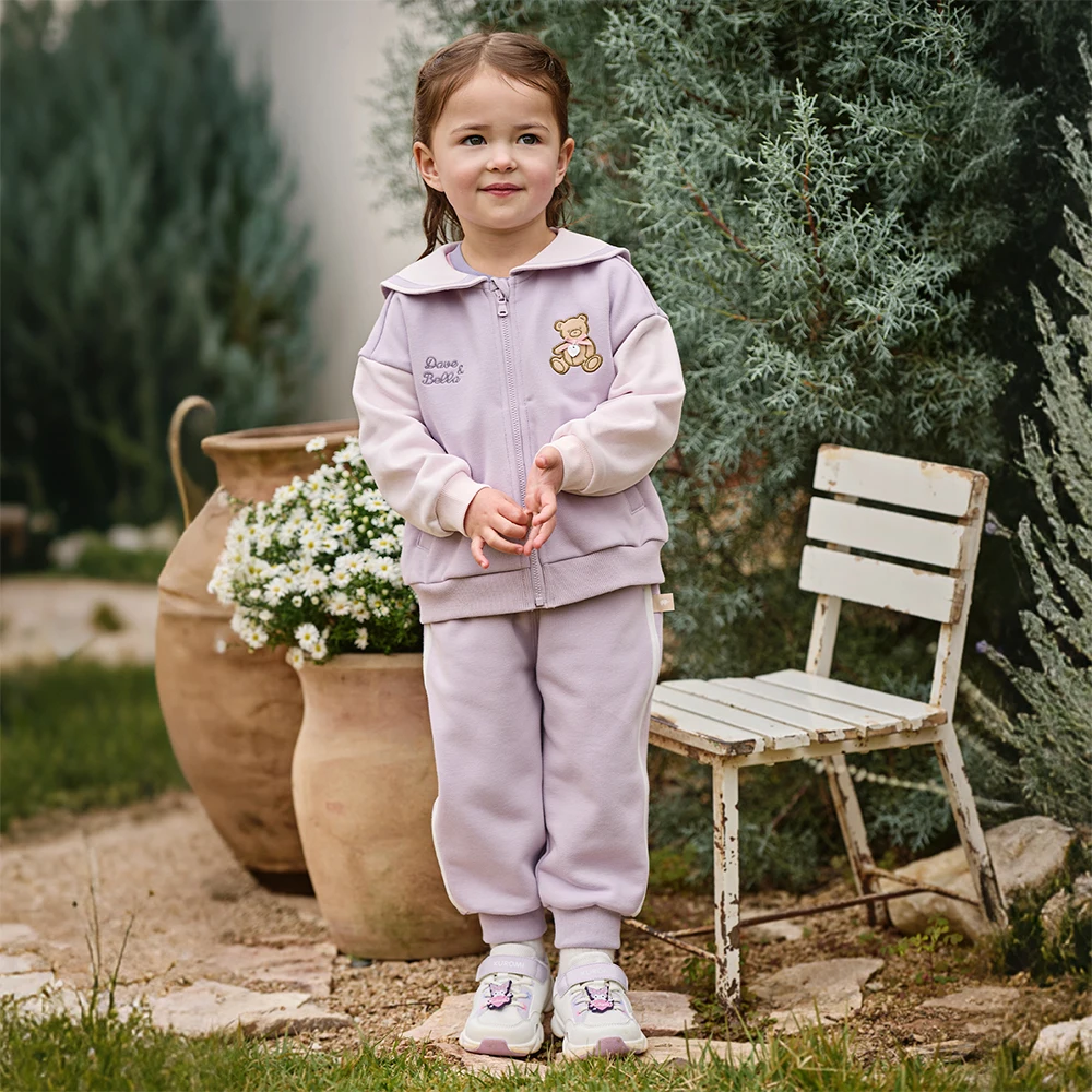 Dave Bella Girls Pants Set Spring Autumn Kids Coat Trousers Two-piece Knitted Suit Casual Outdoor Set Children Clothes DB1260805
