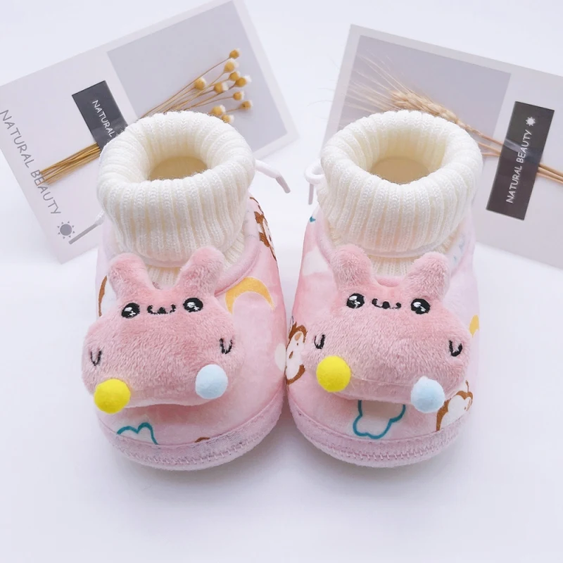

Baby Shoes Boy Girl Booties Winter Warm Cartoon Cute Infant Newborn Crib Shoes Cotton Soft Anti-slip Toddler Prewalkers