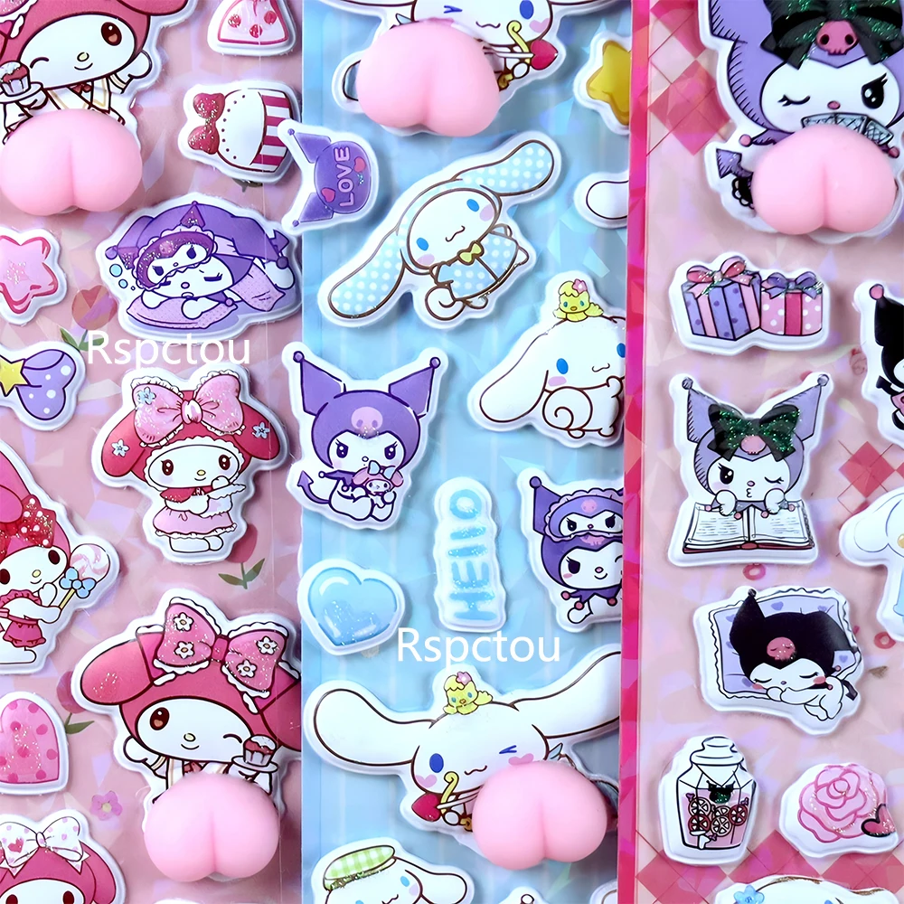 4 قطعة سانريو الإبداعية سعيد الأرداف ملصقات لينة قرصة الضغط ثلاثية الأبعاد فقاعة ملصق الكمبيوتر المحمول الهاتف الأمتعة الشارات التعبئة