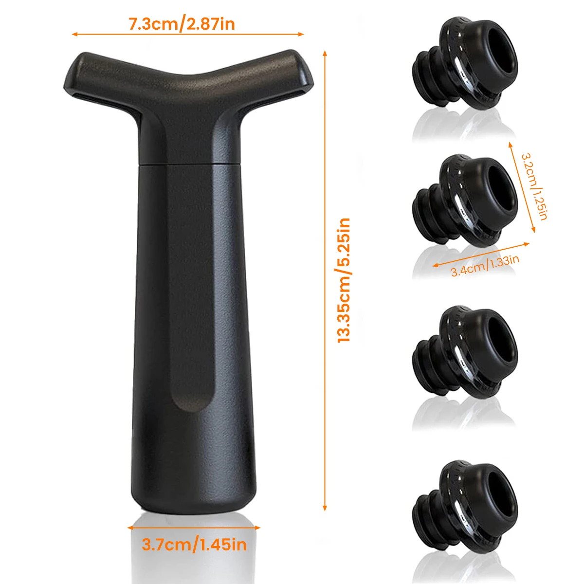 Wine Saver Set with 1 Vacuum Pump and 4 Vacuum Wine Stoppers with Time Scale Leak-proof Wine Preserver Corks for Keep Wine Fresh