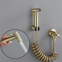  Brush gold Hand Held Bidet Sprayer Douche Toilet Kit Gray Shattaf 304 SUS Copper Valve Set Jet Bidet Faucet Set