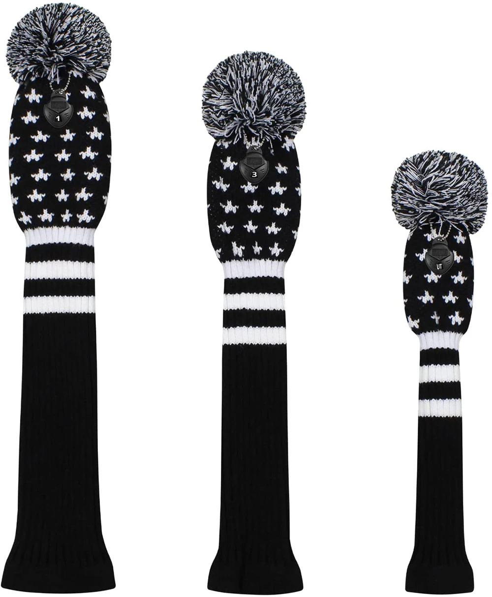 1/3 Pcs/set Golf clubs Headcover Black Star Knitted Hybrid UT Driver Fairway Wood 1 3 5 Wood Knitting