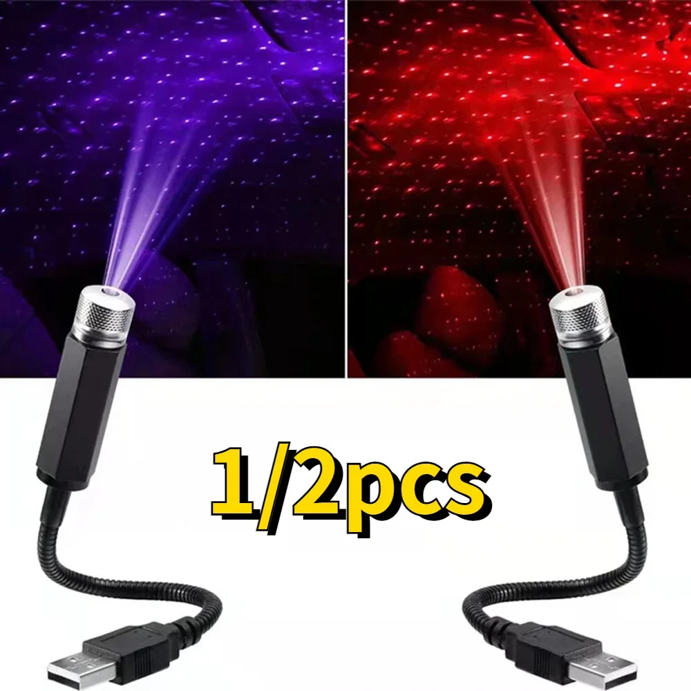 

1/2Pcs Romantic LED Starry Sky Night Light 5V USB Powered Star Projector Lamp for Car Roof Room Ceiling Decor Plug and Play