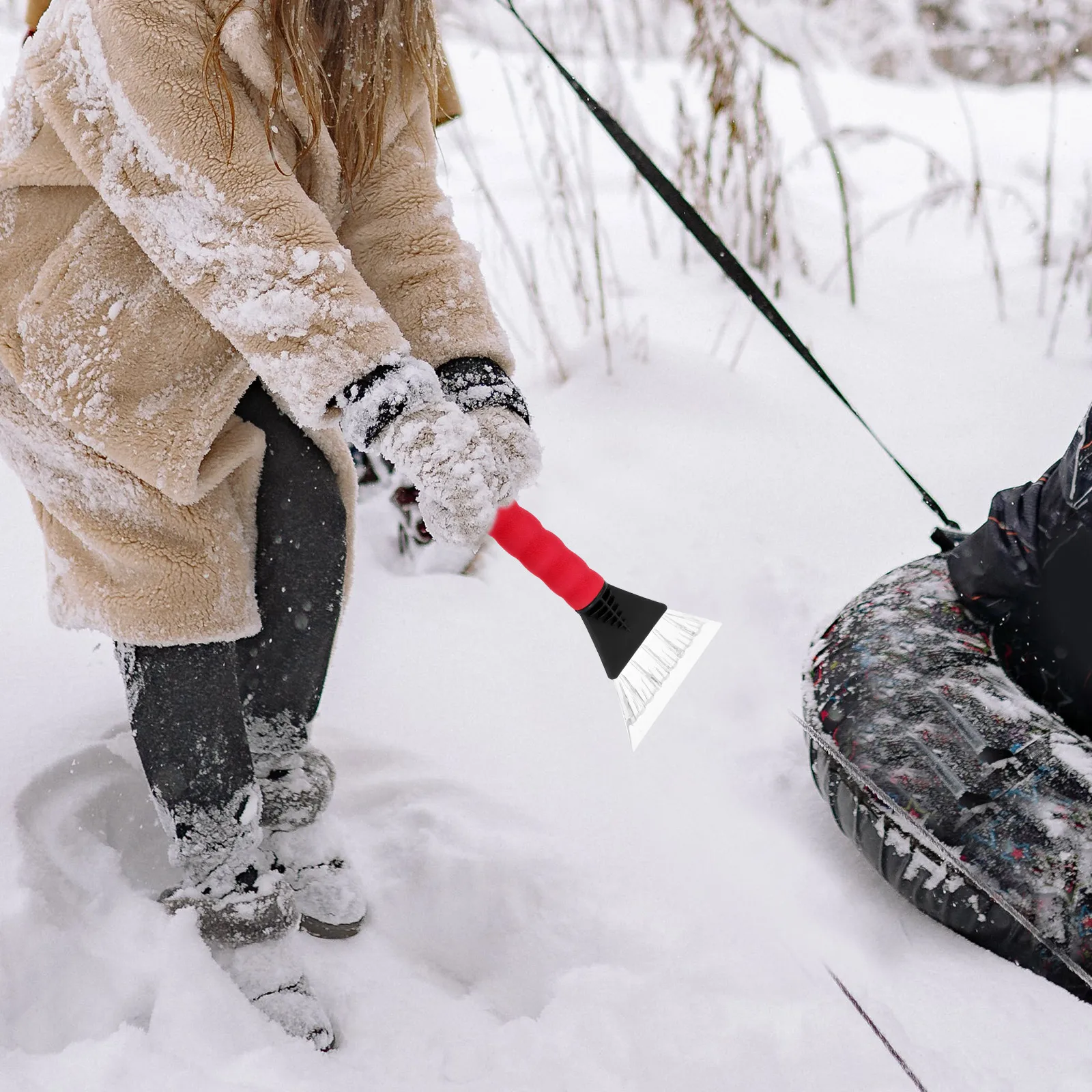 2 قطعة مكشطة ثلج السيارة البلاستيك مجرفة الثلج مكشطة ثلج المطاط كم الزجاج الأمامي الأنظف دائم عدم الانزلاق قبضة العالمي صالح #1