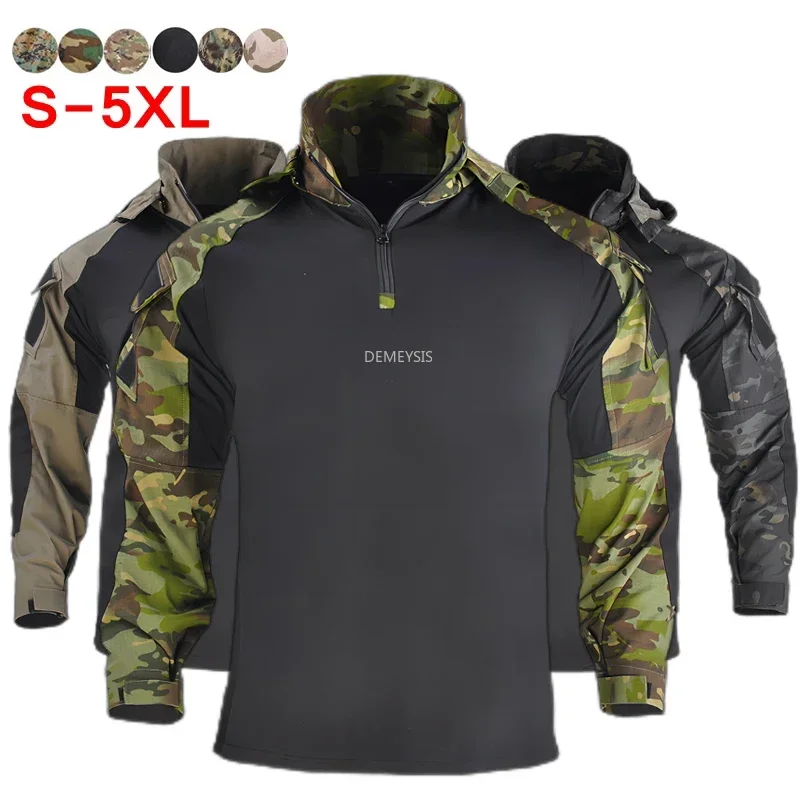 

Tactical Camouflage Shirts Long Sleeve Breathable Airsoft Paintball Combat Training Clothes Shooting Hunting Sports T-Shirt