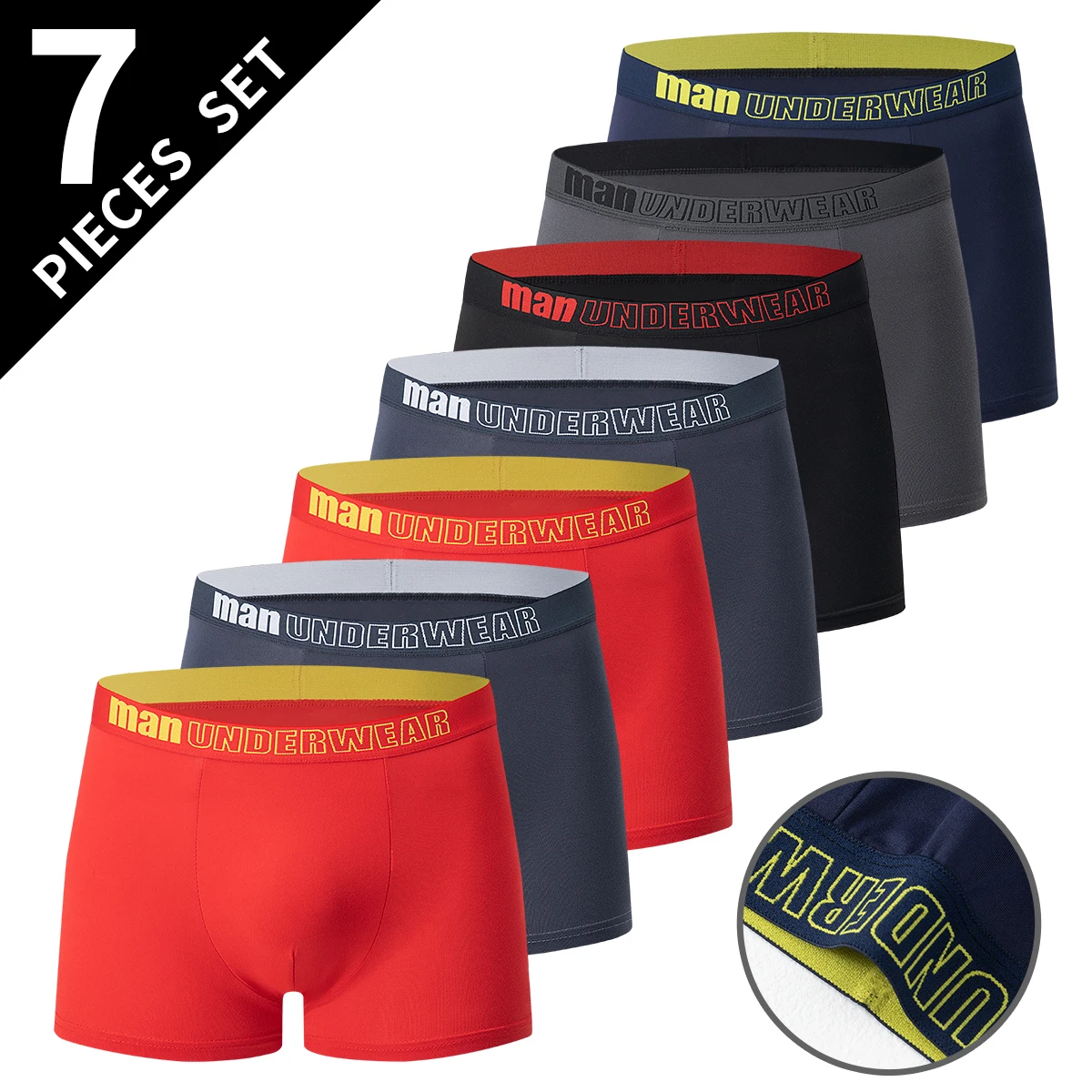 3/7 Pack Men's Underwear Solid Color Youth Quick Drying Breathable Comfortable Casual Sports Plus Size Flat Corner Pants Trendy