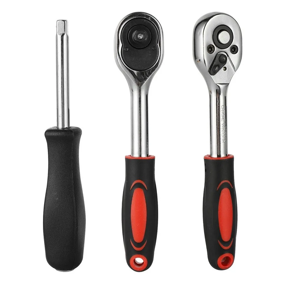 46pcs Car Repair Tool Set Featuring 1/4 Inch Socket Ratchet Torque Wrench and Multi-Purpose Tools Kit for Auto Maintenance