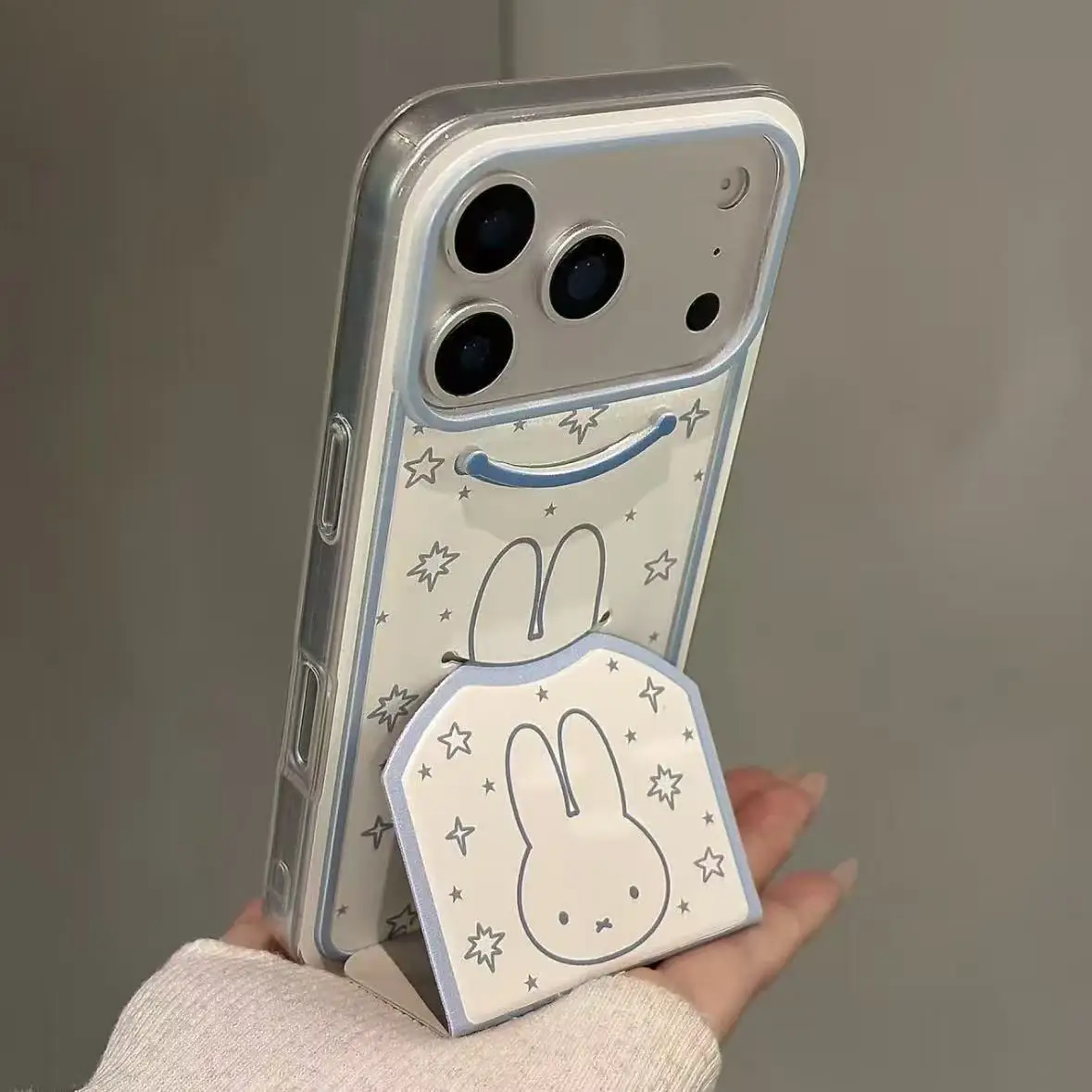 Stars Miffy Bracket Applicable To IPhone17 ProMax Iphone 16 Mobile Phone Case 15 New Style 14 All Inclusive 13 Lovely Kawaii New