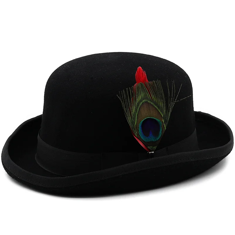 New 100% Australia Wool Felt Derby Bowler Hat For Men Women Satin Lined Fashion Party Formal Fedora Costume Magician Hat