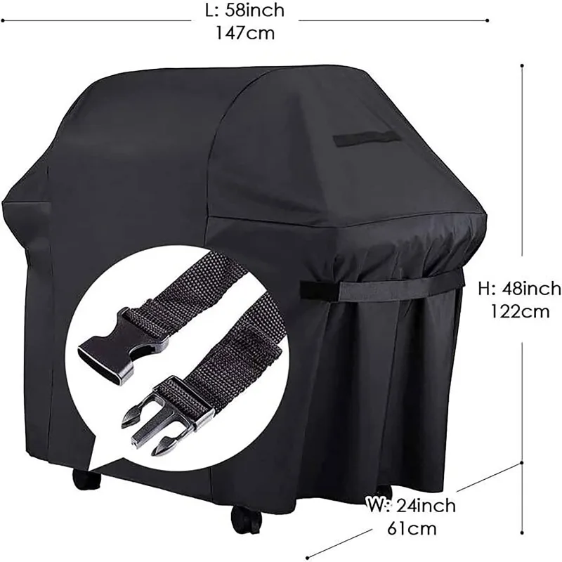 

BBQ Grill Cover 600D Oxford Fabric Durable Barbecue BBQ Cover Heavy Duty Waterproof Dust-proof Grill Cover for Outdoor Garden