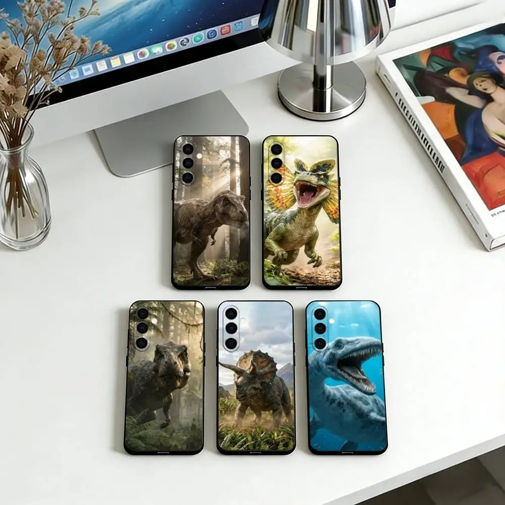 Dinosaur  Phone Case Black Silicone Soft For Samsung Galaxy A73,A72,A71,A70,A53,A52,A51