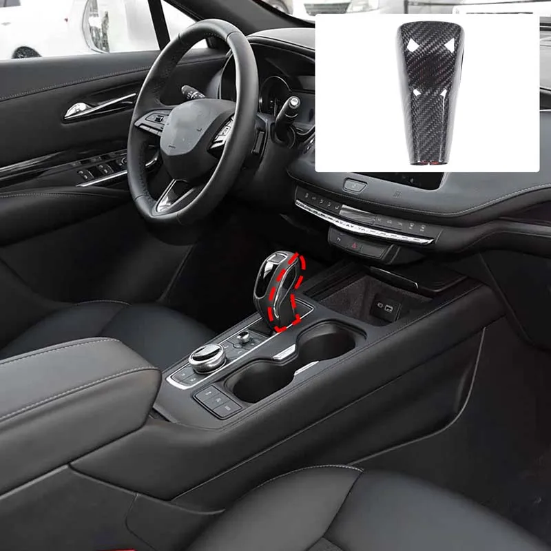 For 2018-2019 Cadillac XT4/2019 CT6 real carbon fiber gear head decorative cover protective cover car interior accessories