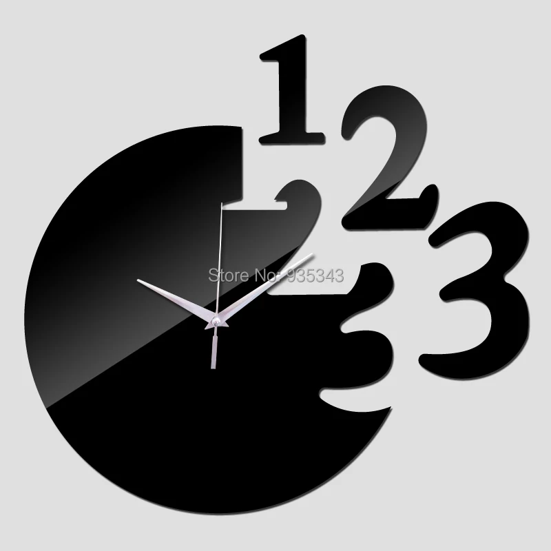 New Big Round Digital Numbers Watch Living Room Wall Clock Horloge 3D Acrylic Mirror Stickers DIY Art Mural Home Decoration