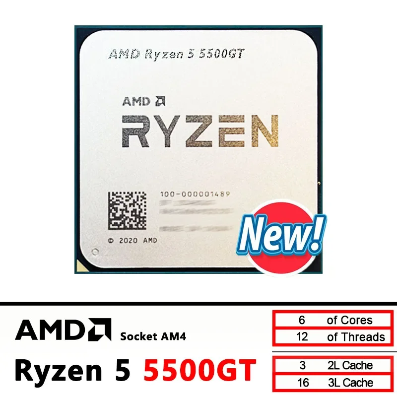 5500GT Ryzen 5 AMD R5 5500GT 3.9GHz Six-Core Twelve-Thread 65W CPU