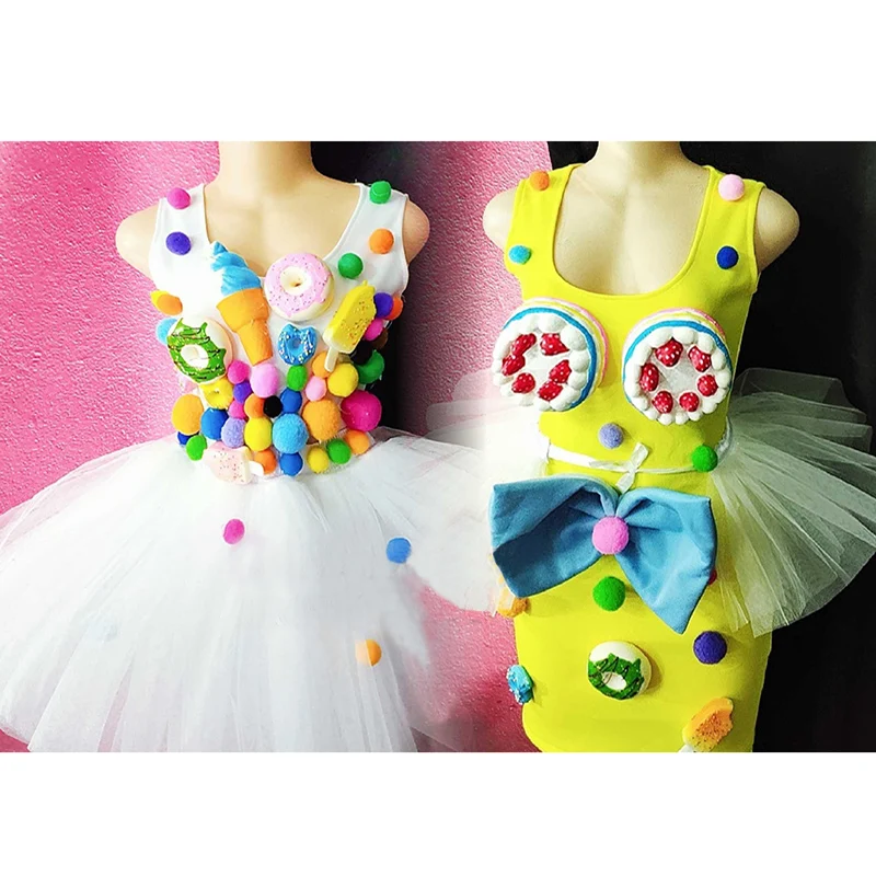 Rainbow Color Candy Skirt Customized Merry Christmas Party Sweet Sugar Ice Cream Costumes,Donuts Parade Dress Dance