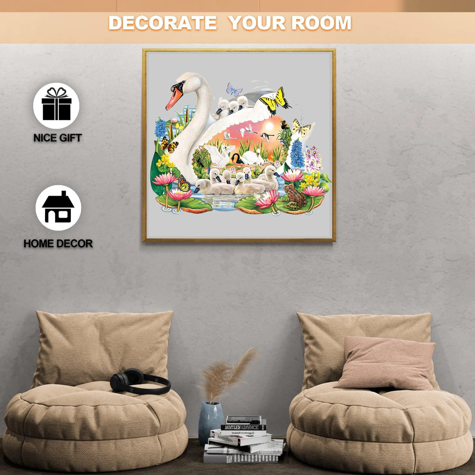 بجعة خشبية بانوراما الألغاز الفن للبالغين ، قطع فريدة من نوعها على شكل ، تخفيف التوتر اللعب ، لعبة ترفيهية ديي للأسرة ، ديكور المنزل