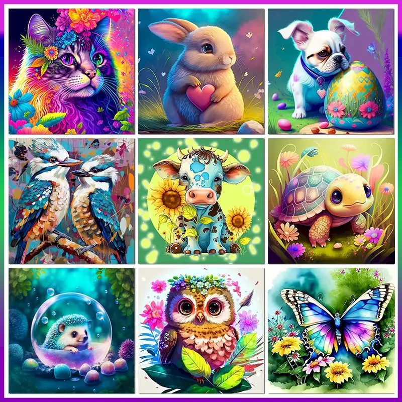 

CHENISTORY 5D DIY Diamond Embroidery Turtle Owl Craft Kit Full Square Diamond Painting Animals Rhinestone Art Home Decoration