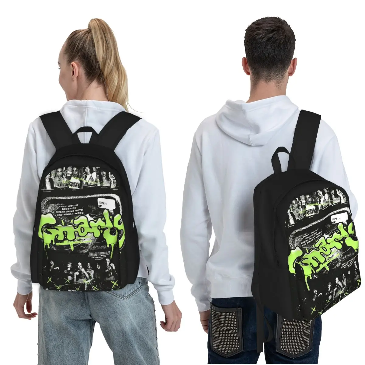 Korean Style KATSEYE Gnarly  Student Backpack School Bag Hiking Travel Daypack for Boys Girls Fashion Bookbag Shoulder Bags