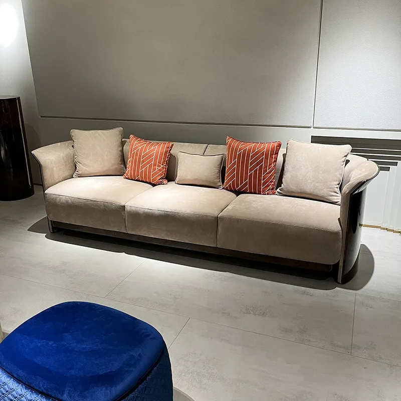 Postmodern light luxury leather sofa combination, Italian ecological cloth