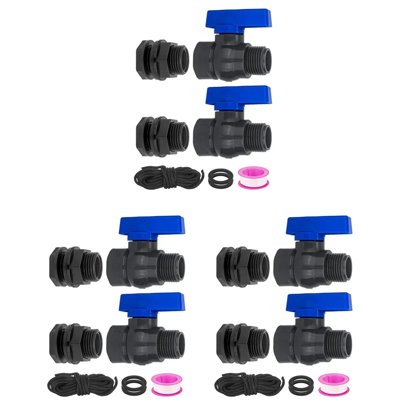 

ABZV-Rain Barrel Spigot Kit 6Pack 3/4Inch GHT Garden Hose Shut Off Valve With Bulkhead Fitting Garden Hose Thread Ball Valve