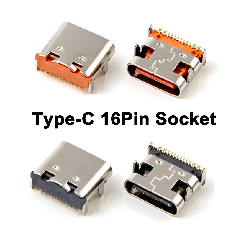 

10Pcs Type-C female seat 16Pin SMT Connector USB C 3.1 Charging Port PCB Solder Connector DIY