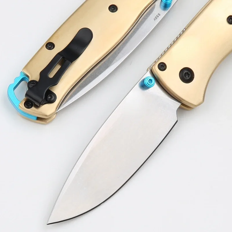 Butterfly BM535 Pocket Folding Knife Stonewash S30V Blade Flax/Brass Cuprum Handle Tactical Self Defense Hunting EDC Tool Knives
