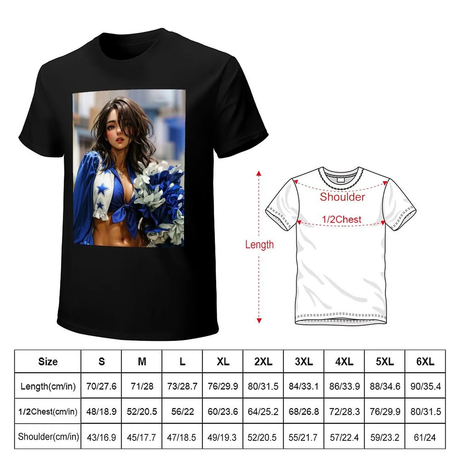 Anime PinUp Girl: Syun Kamakado 039 (undercover as a hot cheerleader) T-Shirt Work Outdoor Short Sleeve Tee
