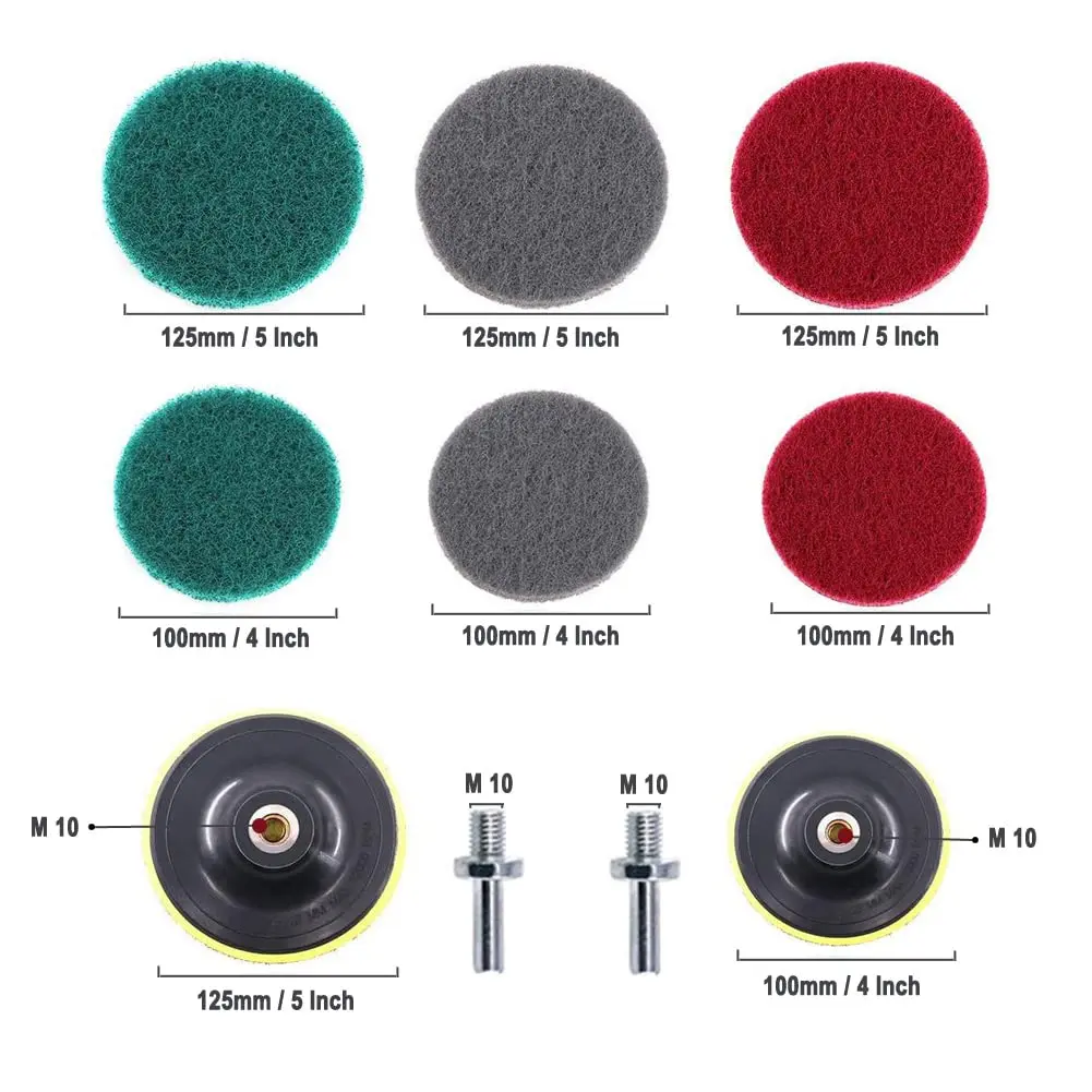 4 Inch 5 Inch Scrub Pads 34 Pcs Drill Power Brush Tile Scrubber Scouring Pads Cleaning Kit for Kitchen Bathroom Auto Polishing