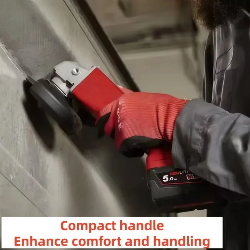 Mesin Gerinda Sudut Tanpa Sikat 125mm, Mesin Pemotong dan Pemoles dengan Saklar Paddle Tanpa Kunci, Perkakas Listrik untuk Baterai Milwaukee