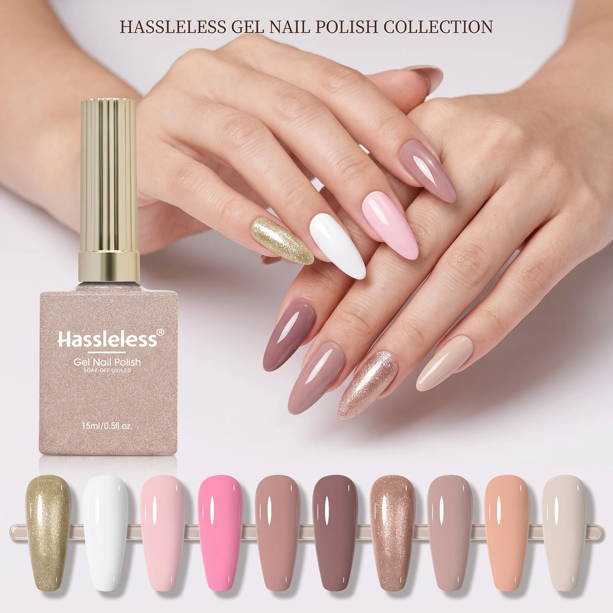 Hassleless 10Pcs Suitable for Salon and Home Diy, Removable Gel Nail Polish Set