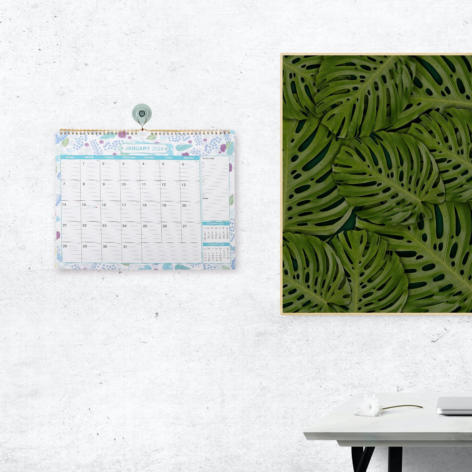 

English Calendar Desk Monthly Wall Calendars Coated Paper Noting Hanging Office