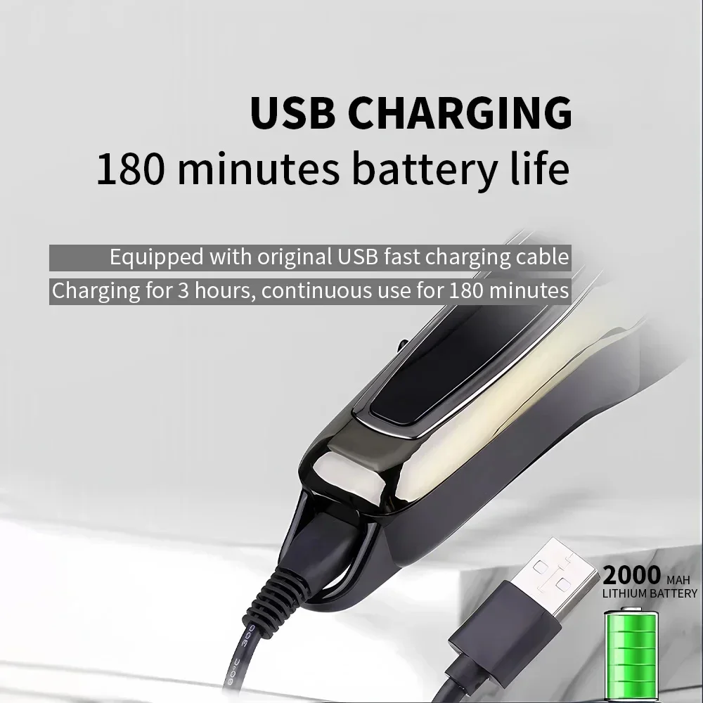 Kemei KM-PG1990A USB Rechargeable Electric Hair Clipper Professional Cordless Men Hair Trimmer Men\'s Hair Cutting Machine