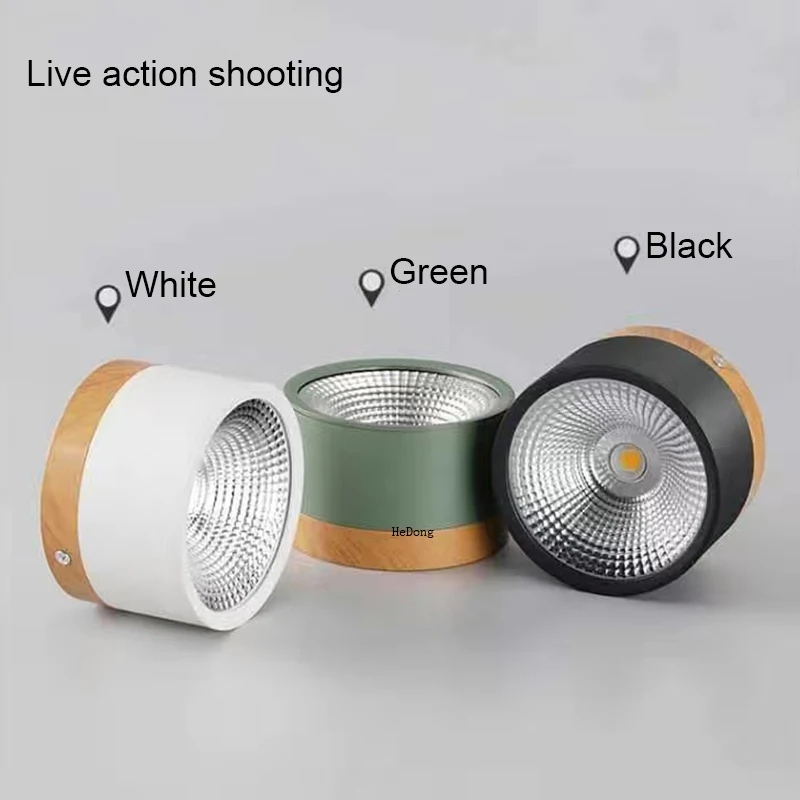 LED Downlight dimmable 10W 12W 15W 18W Nordic wood modern Led surface mounted ceiling light spotlight, interior decoration ligh