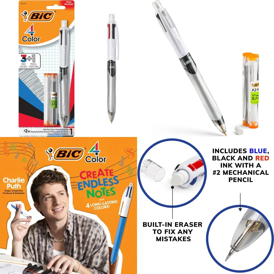 

4-цветная выдвижная шариковая ручка 3+1 с красными, синими, черными чернилами и механическим карандашом 0,7 мм для офиса, школы, письма, идея