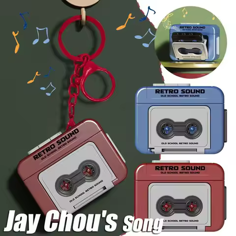 2PCs Creative Vintage Mini Retro Cassette Recorder Music Key Chain Cute Mini Player Souvenir Ke... product image