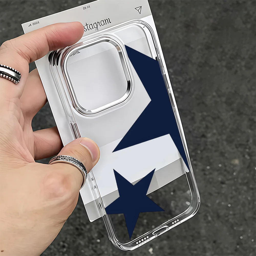 HOT Luxury Colorful Stars Phone Case For iPhone 17e 17 16e 16 15 14 13 12 11 mini Pro Max Air Plus Transparent Soft Cover