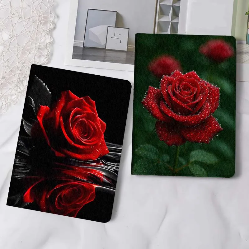 

Red Rose Water Reflection Tablet Case For Samsung Tab Galaxy S6 S11 A A7 A8 A9 A11 10.1 10.4 10.5 Plus Lite Gift