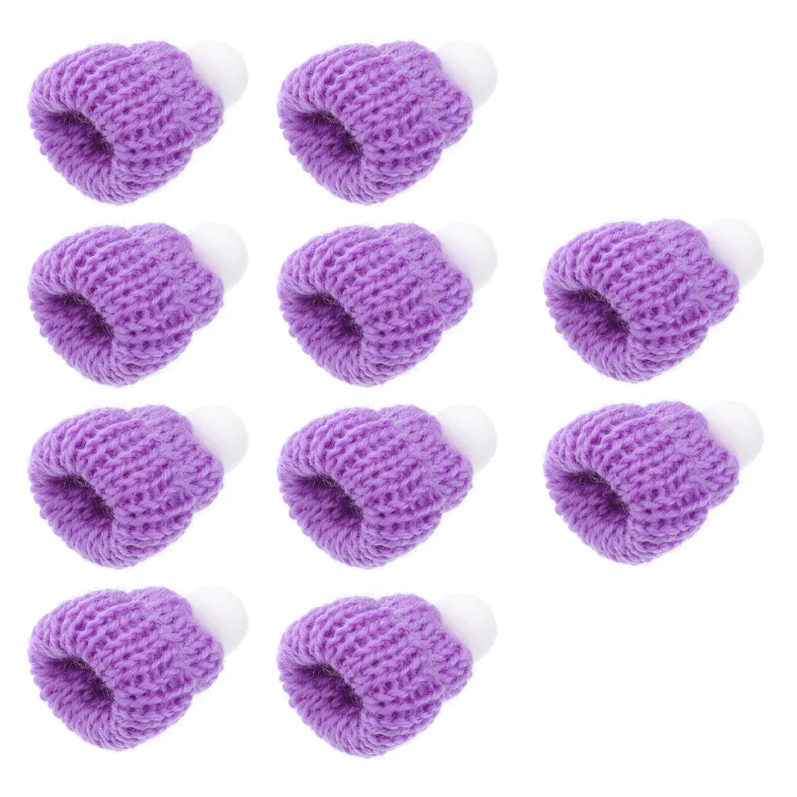 

10 Pcs Mini Christmas Knit Knitting Hats Decor Party Favors Decorations Purple Accessories