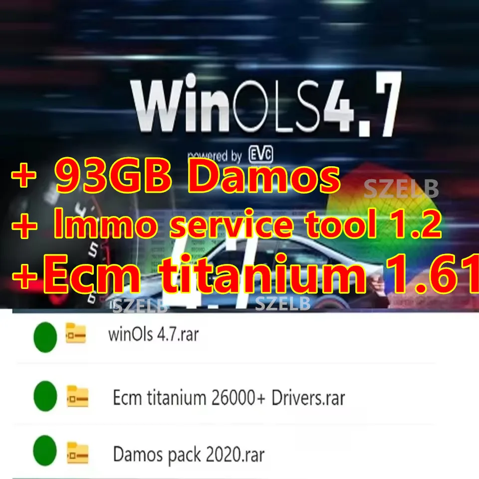 Hot sell WinOLS 4.7 With Plugins Vmwar +2021 Damos +ECM TITANIUM+ IMMO SERVICE Tool+ ECU Remapping lessons + install Video Guid