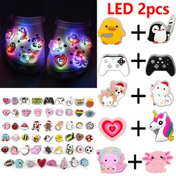 2pcs Lighted Shoe Charms Gamepad Cute Animal LED Pins Shoe Decorations for Kid Men Women Clog Glowing Sneaker Sandal Accessories