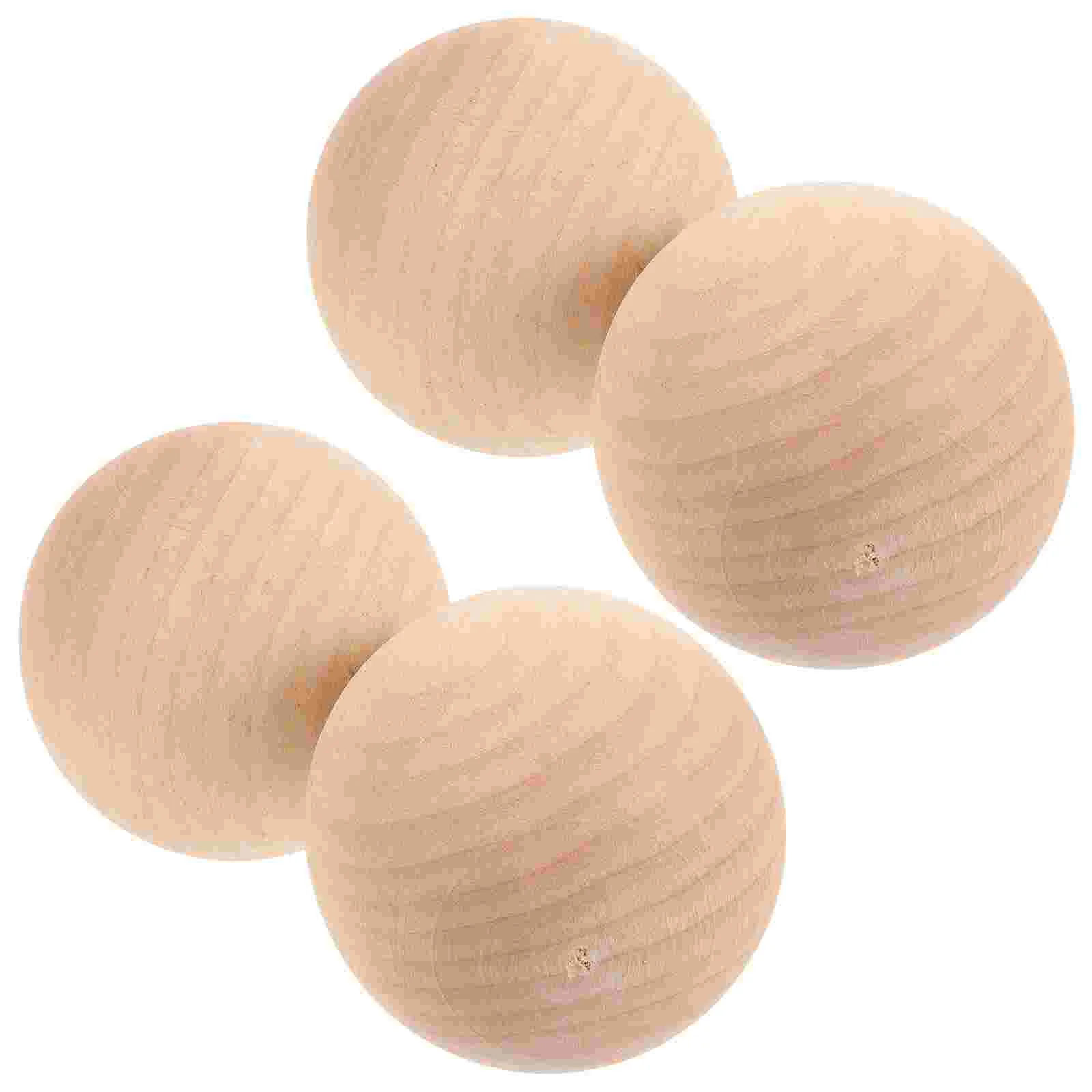 4 Pcs Sport Balls Croquet Grass Rolling Bocce Wooden Outdoor Kick Yard Portable Child