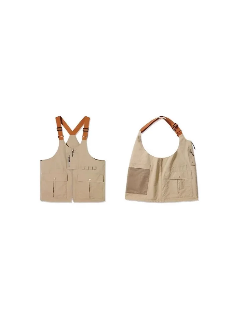 American Style Retro Variable Shoulder Bag Multifunctional Dual-use Vest Men's Women's Casual Handsome Camping Fishing Jacket