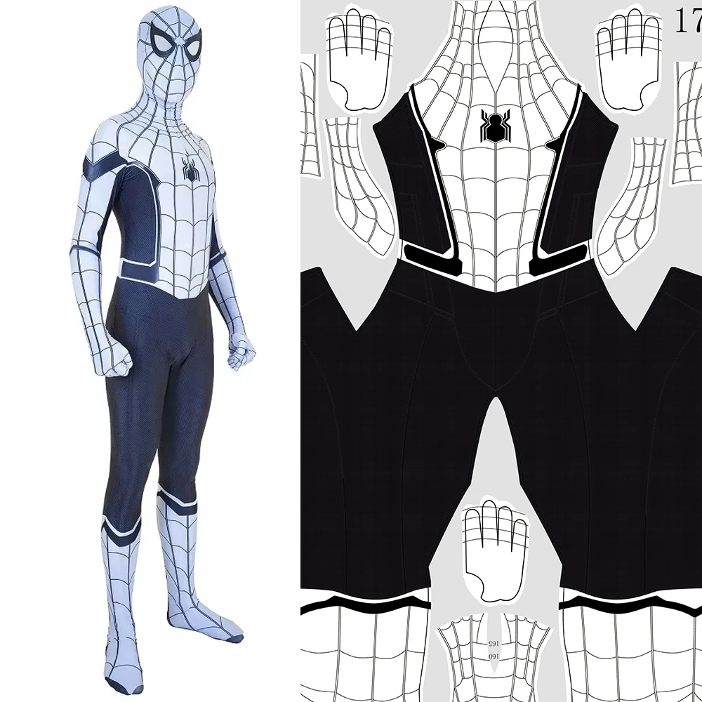 

Far From Home Spiderman Cosplay White Superhero Bodysuit Spider Boys Catsuit 3D Printed Spandex Zentai Outfit Halloween Costume