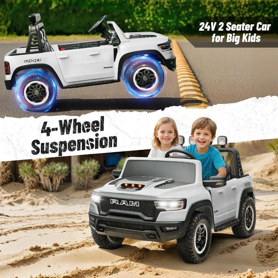 Elektrische auto voor gelicentieerde Ram 1500 RHO 24V rit op speelgoed voor grote batterij aangedreven met ouder afstandsbediening LED-licht / muziek / MP3