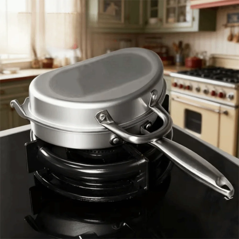 

Многофункциональная складная двусторонняя сковорода с антипригарным покрытием, легкая сковорода для омлета с быстрым нагревом, алюминиевая посуда для кемпинга, путешествия